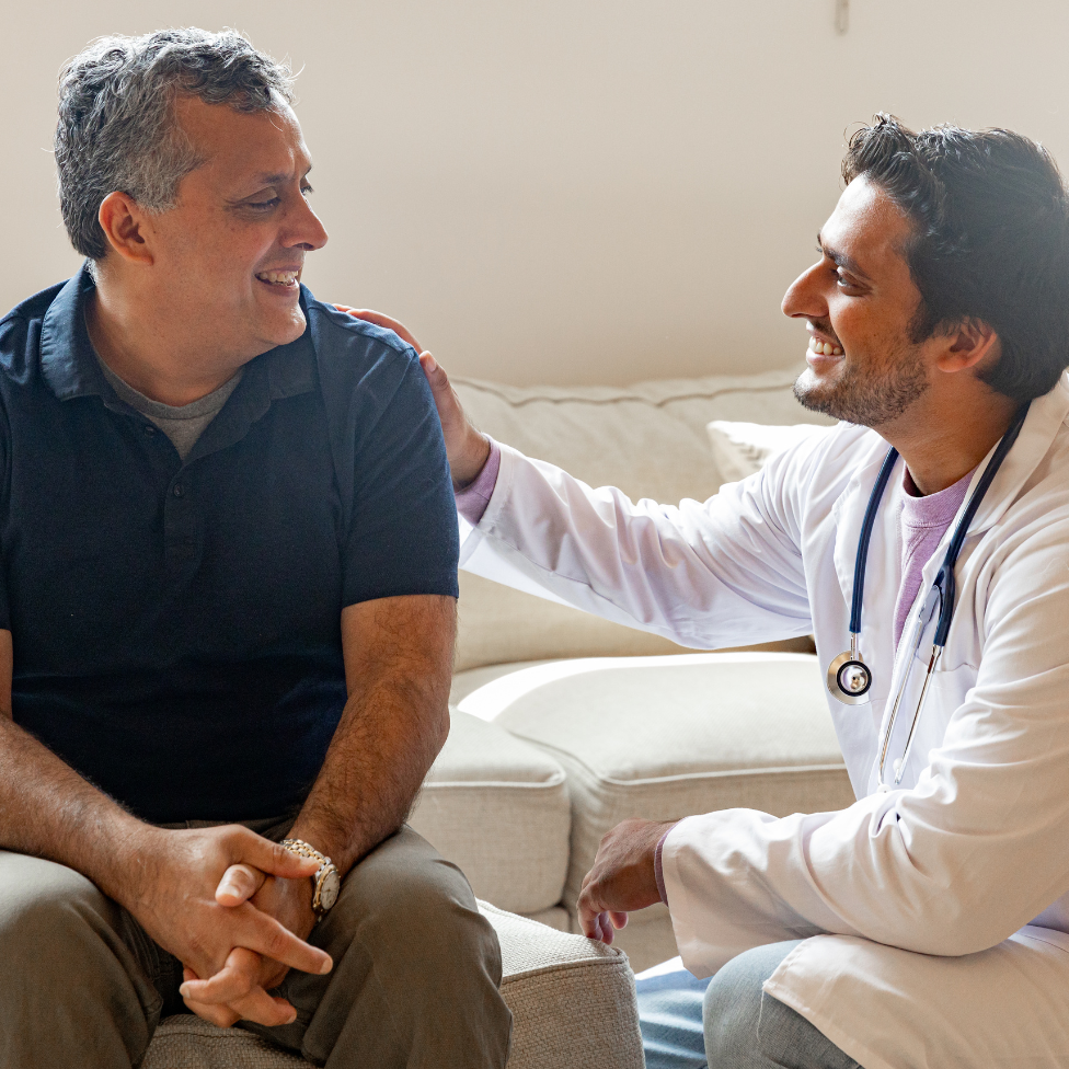 Doctor testing elderly patient for dementia symptoms in Pakistan